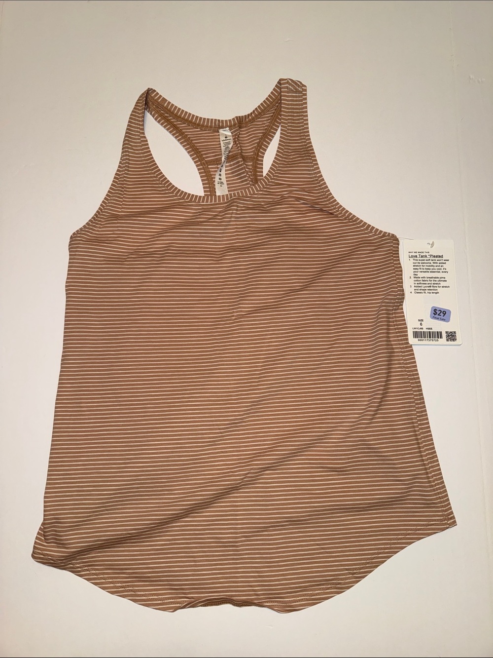 lululemon athletica Love Tank Pleated. Size 6. NWT